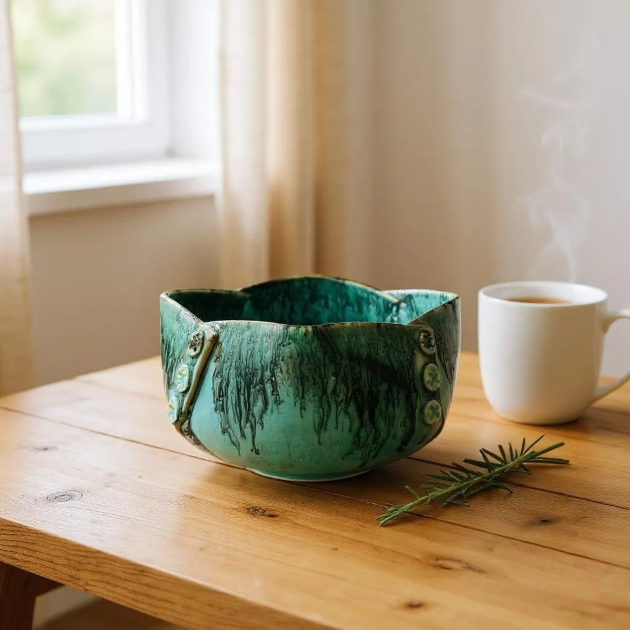 Buttoned Up Blue Serving Bowl